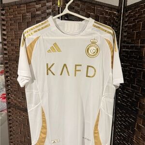 adidas White and Gold Al Nassr Football Jersey